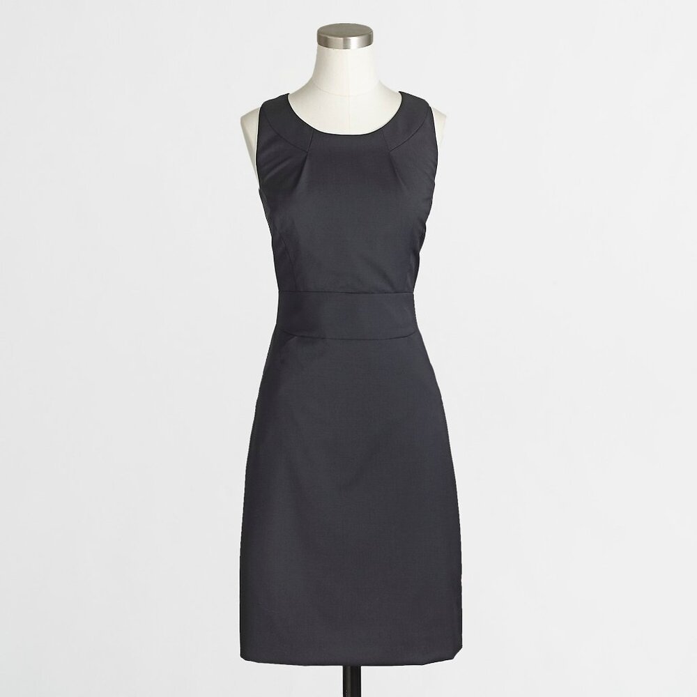 NWT J. Crew Suiting Womens Size 6 Black 100% Wool Knee-Length Sheath Dress NEW